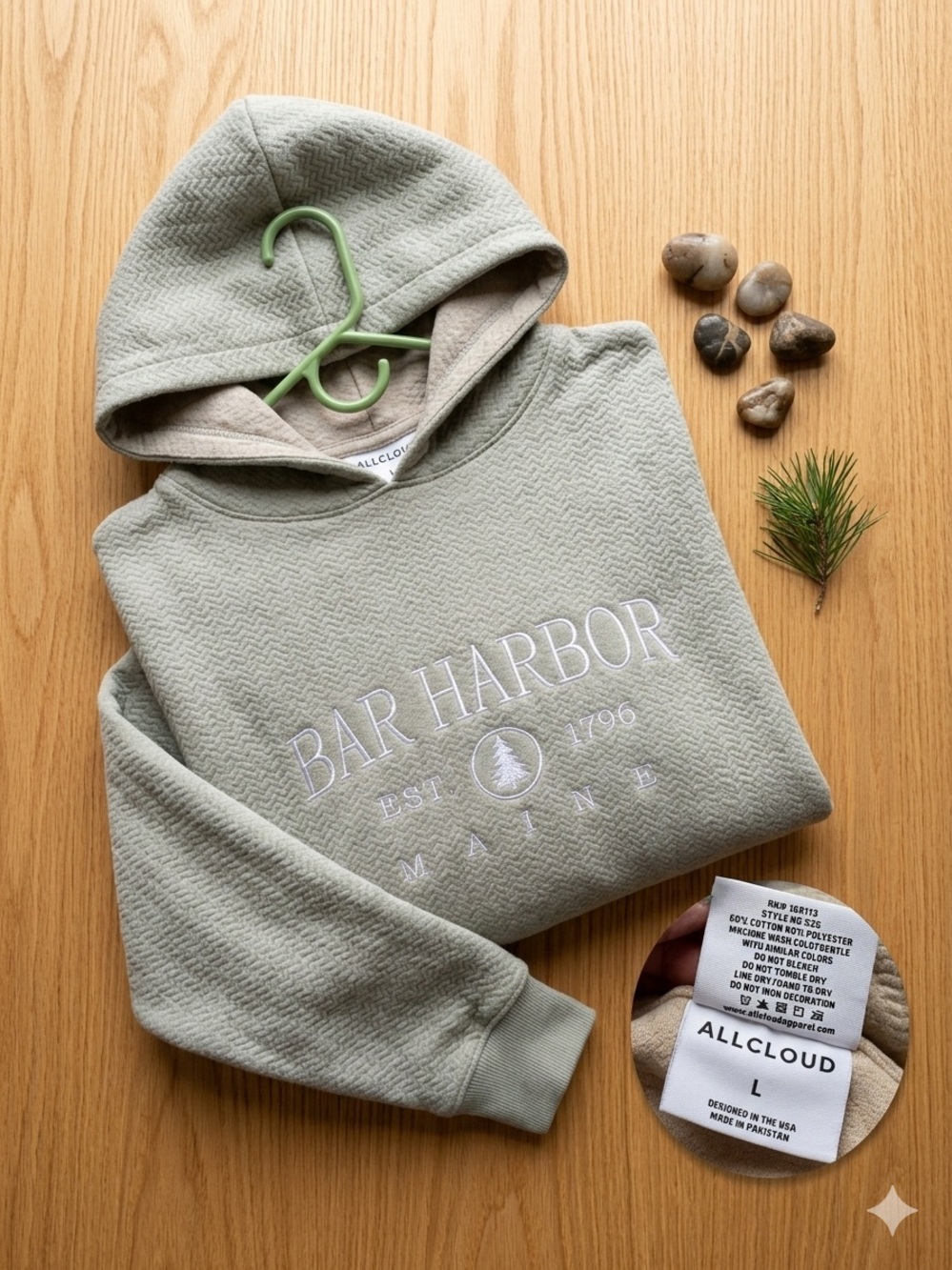 Allcloud Bar Harbor Maine
Chevron Herringbone Textured Pullover Hoodie - Size L